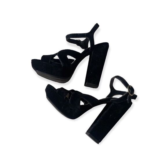Zodiac USA Black Platform Heels Suede with ankle strap - Picture 4 of 5